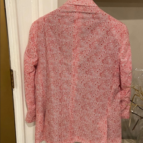 LINEA UOMO 100% Cotton Textured Red and White Jacket GC SIZE 46 - Picture 5 of 10